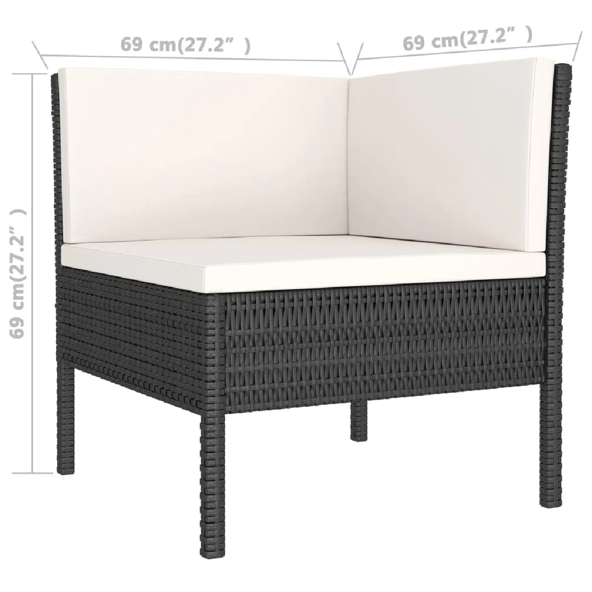 Maison Chic Salon de jardin 3 pcs + coussins - Mobilier/Meubles de jardin - Table et chaises d'extérieur Résine tressée Noir -MN67337 pas cher