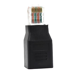 rj45 m / f adaptateur mâle vers femelle connecteur de croisement de câble pour ordinateur noir pas cher