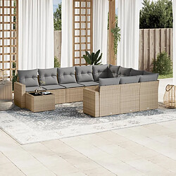 Maison Chic Salon de jardin 11 pcs avec coussins, Ensemble Tables et chaises d'extérieur beige résine tressée -GKD767276