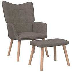 Maison Chic Chaise de relaxation | Fauteuil relax avec tabouret Taupe Tissu -GKD45722