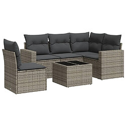 Maison Chic Salon de jardin 6 pcs avec coussins | Ensemble de Table et chaises | Mobilier d'Extérieur gris résine tressée -GKD74858