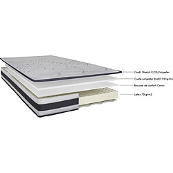 Ebac Matelas 80x200 Louxor - Latex - Hauteur 21 cm - 3 zones - Soutien ferme pas cher