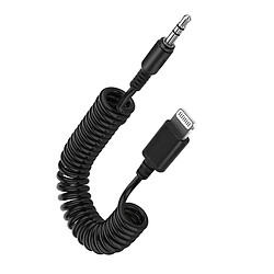 Câble Lightning vers Jack 3.5mm Mâle Son de Qualité Cordon spiralé 1m Puluz Noir