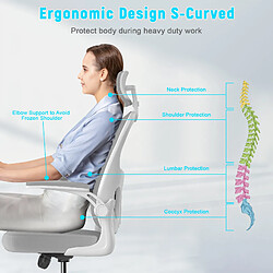 Avis Chaise de bureau - Chaise de bureau ergonomique Rattantree avec appui-tête réglable et support lombaire - Accoudoirs rembourrés rabattables - Chaise de bureau confortable en maille Chaise de travail à dossier haut - Chaise d'ordinateur pivotante - Gris