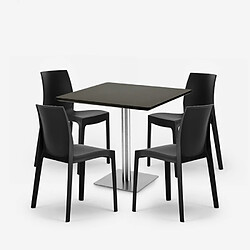 Avis Grand Soleil Lot De 4 Chaises Empilables Bar Cuisine Table Horeca Noir 90x90cm Jasper Black, Couleur: Noir