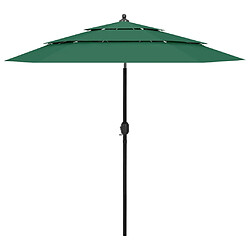 ComfortXL Parasol à 3 Niveaux Avec Mât En Aluminium Vert 2,5 M 