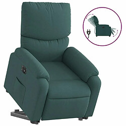 Maison Chic Fauteuil Relax pour salon, Fauteuil inclinable électrique vert foncé tissu -GKD40806