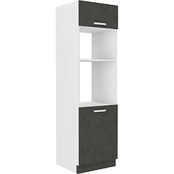 Tbs Meuble colonne four 2 portes battantes - Gris - L 60 x P 57 x H 210 cm - LASSEN