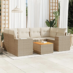 vidaXL Salon de jardin avec coussins 7 pcs beige résine tressée 