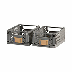 BigBuy Home Jeu de Caisses de Rangement Empilables Gris foncé 25 x 16,5 x 10 cm 