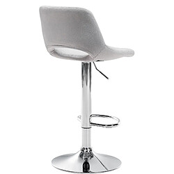 Acheter Decoshop26 Tabourets de bar chaises haute x2 avec repose-pieds en velours gris clair piètement métallique chromé 10_0004075