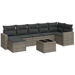 vidaXL Salon de jardin 8 pcs avec coussins gris résine tressée