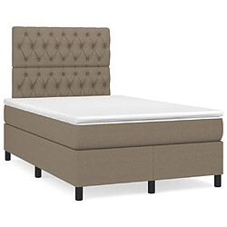 vidaXL Sommier à lattes de lit avec matelas Taupe 120x200 cm Tissu