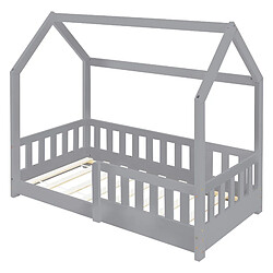 Avis ML-Design Lit d'enfant gris clair en bois avec barrière cadre de sommier à lattes 140x70cm