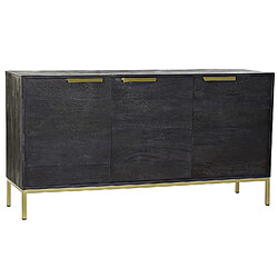 Pegane Buffet meuble de rangement en bois de manguier coloris noir/doré - Longueur 145 x Hauteur 77 x Profondeur 43 cm