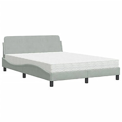 Vidaxl Lit avec matelas gris clair 120x200 cm velours 