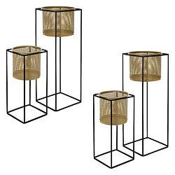 ML-Design Supports à fleurs set de 4 en acier Pot de fleurs Support de plantes Colonne de 