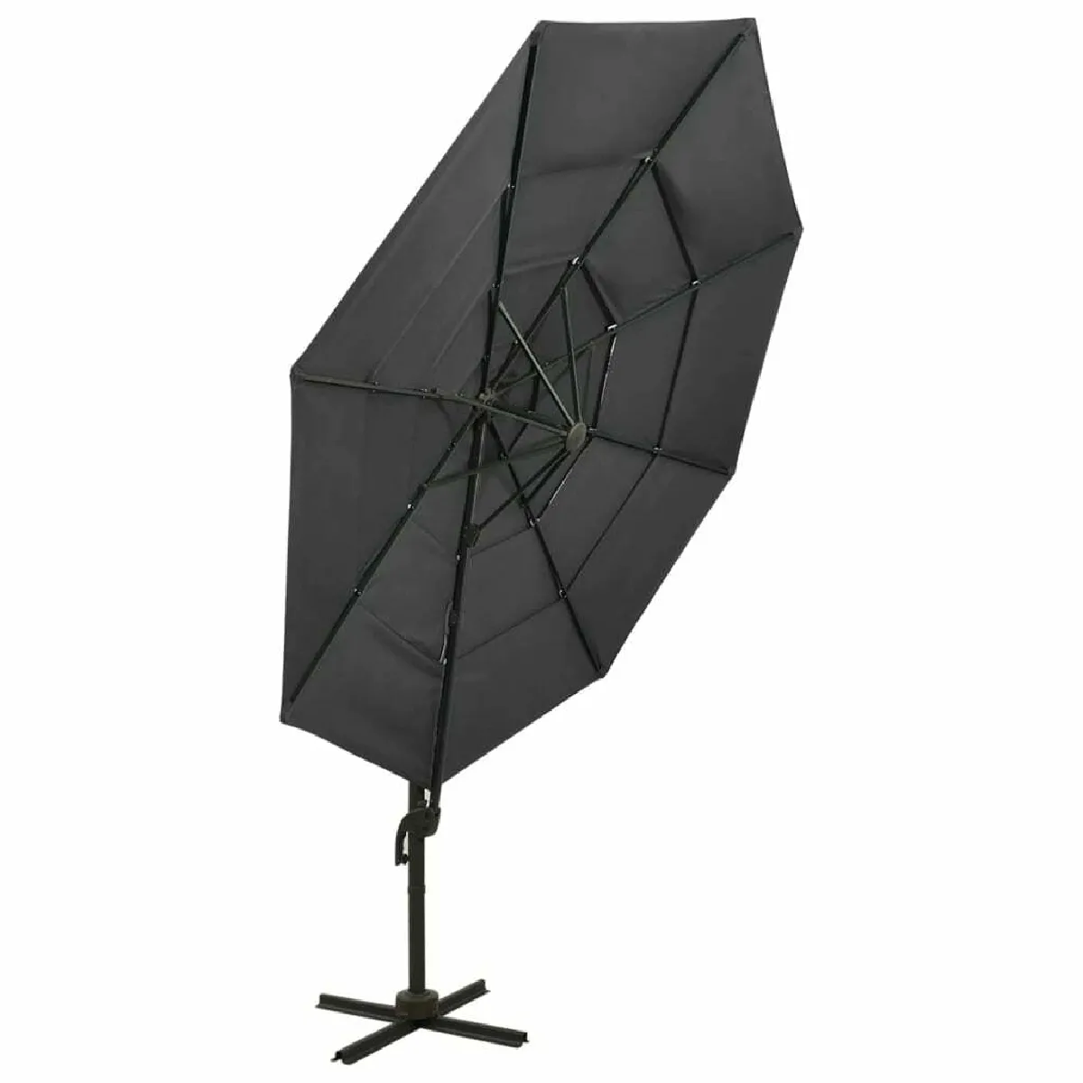 Maison Chic Parasol Jardin | Parasol à 4 niveaux avec mat en aluminium Anthracite 3x3 m - GKD81531 pas cher