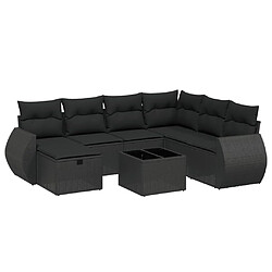 Maison Chic Ensemble Tables et chaises d'extérieur 8 pcs avec coussins,Salon de jardin noir résine tressée -GKD122168