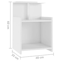 vidaXL Tables de chevet 2 pcs Blanc brillant 40x35x60 cm Aggloméré pas cher