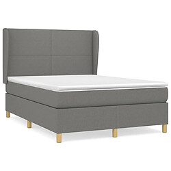 vidaXL Sommier à lattes de lit avec matelas Gris foncé 140x200cm Tissu