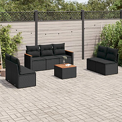 Maison Chic Ensemble Tables et chaises d'extérieur 8 pcs avec coussins,Salon de jardin noir résine tressée -GKD695846