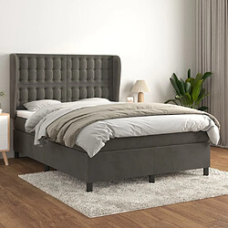 Maison Chic Lit Adulte - Lit simple Lit à sommier tapissier et matelas moelleux - Meuble de Chambre - Gris foncé 140x200cm Velours -MN14704