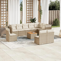 Maison Chic Salon de jardin 11 pcs avec coussins, Ensemble Tables et chaises d'extérieur beige résine tressée -GKD510327