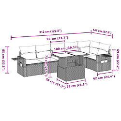 vidaXL Salon de jardin avec coussins 7 pcs beige résine tressée pas cher