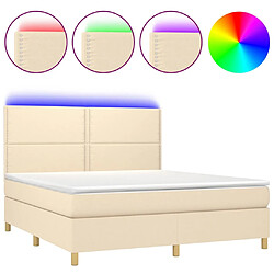 vidaXL Sommier à lattes de lit et matelas et LED Crème 180x200cm Tissu