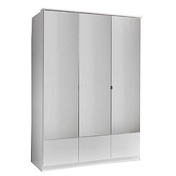 Inside 75 Armoire penderie DINGLE 3 portes miroirs largeur 135 blanche 