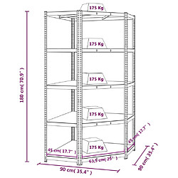 vidaXL Étagère d'angle 5 niveaux Argenté Acier et bois d'ingénierie pas cher