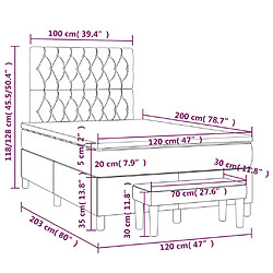 vidaXL Sommier à lattes de lit avec matelas Rose 120x200 cm Velours pas cher