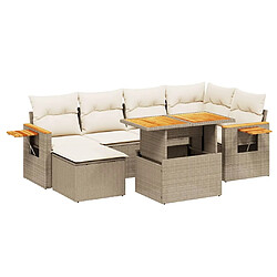 vidaXL Salon de jardin avec coussins 7 pcs beige résine tressée