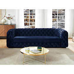 Vente-Unique Canapé 3 places chesterfield STANLEY - Velours bleu nuit 