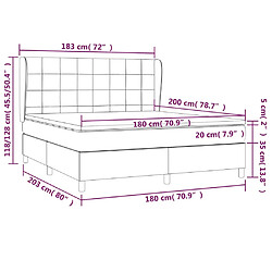 vidaXL Sommier à lattes de lit avec matelas Bleu 180x200 cm Tissu pas cher