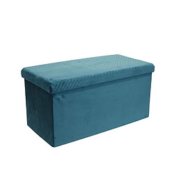 The Home Deco Factory Banc de rangement pliable design velours Meli - L. 76 x H. 38 cm - Bleu