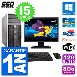 PC Tour HP 6300 CMT Ecran 22" Intel i5-2400 RAM 8Go SSD 120Go Windows 10 Wifi · Occasion 