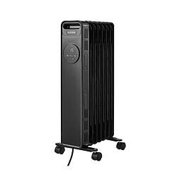 Radiateur electrique bain dhuile 1500W OCEANIC - 3 puissances - Thermostat electronique - Telecommande - Mobile - Noir 