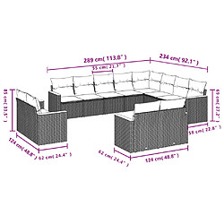 Acheter vidaXL Salon de jardin avec coussins 12 pcs gris résine tressée