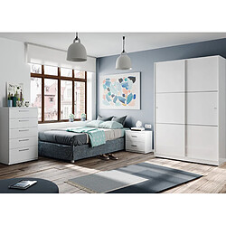 Armoire avec 2 portes coulissantes coloris blanc - Dim : L 200 x H120 x P 50 cm -PEGANE-