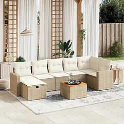 Maison Chic Salon de jardin avec coussins 8 pcs, Ensemble Tables et chaises de jardin, beige résine tressée -GKD991912