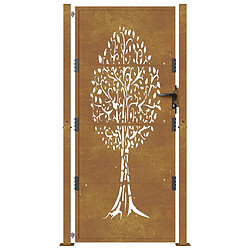 Avis vidaXL Portail de jardin 105x180 cm acier corten conception de l'arbre