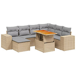 vidaXL Salon de jardin avec coussins 8 pcs beige résine tressée