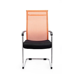 Avis Decoshop26 Lot de 2 fauteuils de bureau chaises visiteur avec accoudoirs en maille orange et métal chromé 10_0001891