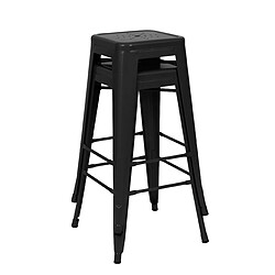 Acheter Rendez Vous Deco Tabouret de bar mi-hauteur Indus noir mat 66cm (lot de 2)