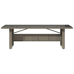 Avis vidaXL Table de jardin dessus en verre Gris 240x90x75cm Résine tressée