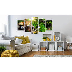 Decoshop26 Tableau toile de décoration murale impression premium en 5 parties sur châssis en bois motif Détente du prédateur 100x50 cm 11_0015009