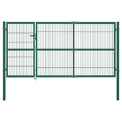 vidaXL Portail de clôture de jardin avec poteaux 350x140 cm Acier Vert