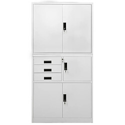 vidaXL Armoire de bureau Gris clair 90x40x180 cm Acier